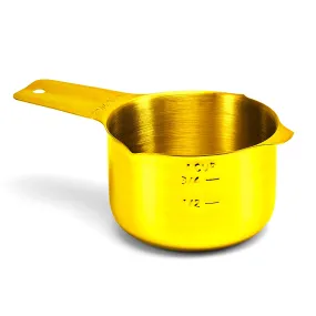 1 Cup Measuring Cup Gold Stainless Steel Metal, Accurate, Engraved Markings US & Metric (240 ml)