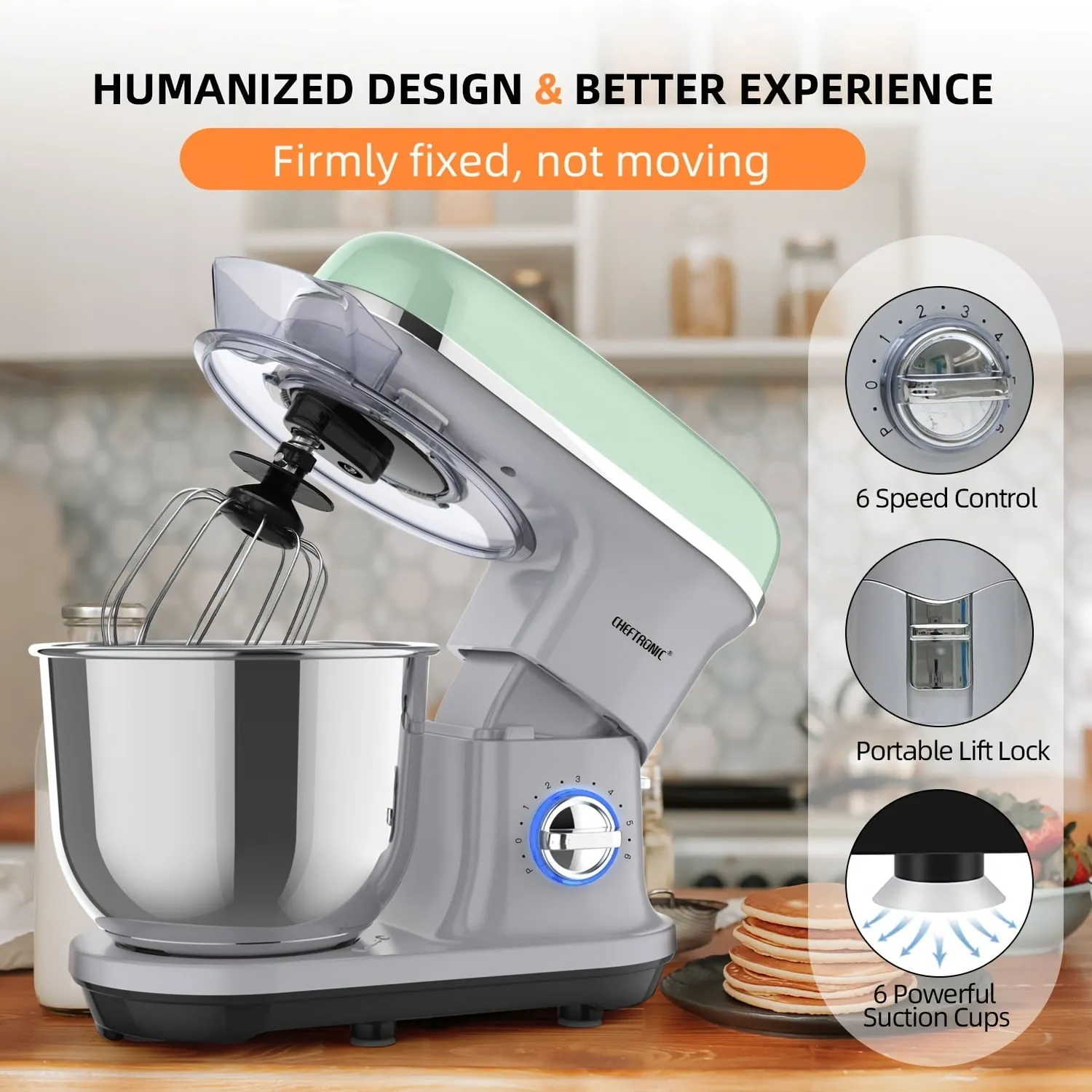 1pc Stand Mixer, Tilt-head Mixers, Kitchen Electric Dough Mixer, For Household Aids, 120V/500W 5qt Stainless Steel Bowl