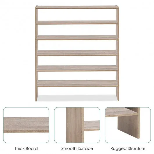 3 Pcs 31-Inch Stackable Shoe Rack-Natural