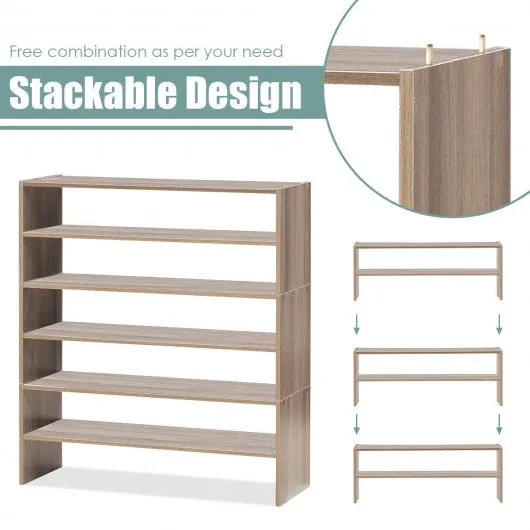 3 Pcs 31-Inch Stackable Shoe Rack-Natural