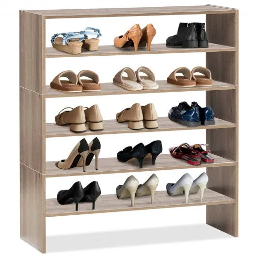 3 Pcs 31-Inch Stackable Shoe Rack-Natural