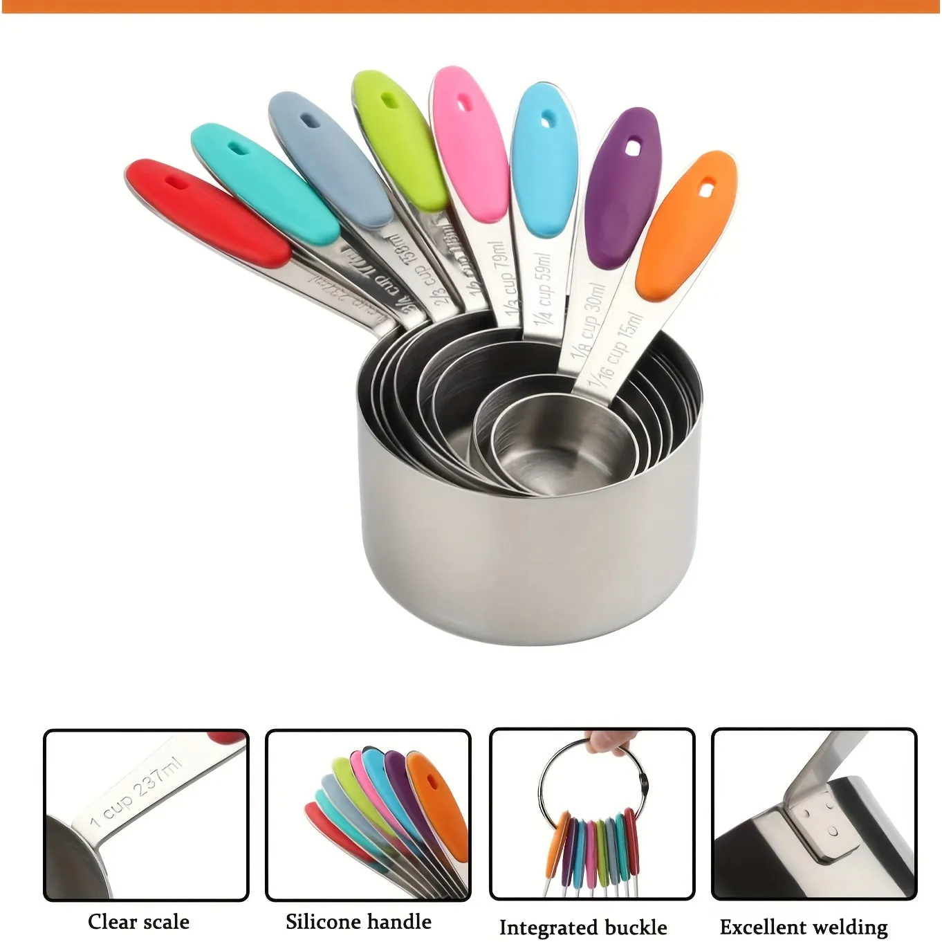 8/17pcs Deluxe Measuring Cups Set - Premium Stainless Steel Measuring Spoons for Accurate Dry and Liquid Ingredient Measurement, Essential Baking Tools, Kitchen Gadgets, and Accessories for Home Cooks and Professionals