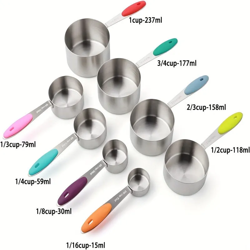 8/17pcs Deluxe Measuring Cups Set - Premium Stainless Steel Measuring Spoons for Accurate Dry and Liquid Ingredient Measurement, Essential Baking Tools, Kitchen Gadgets, and Accessories for Home Cooks and Professionals