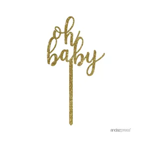 Baby Shower Oh Baby Glitter Acrylic Cake Toppers