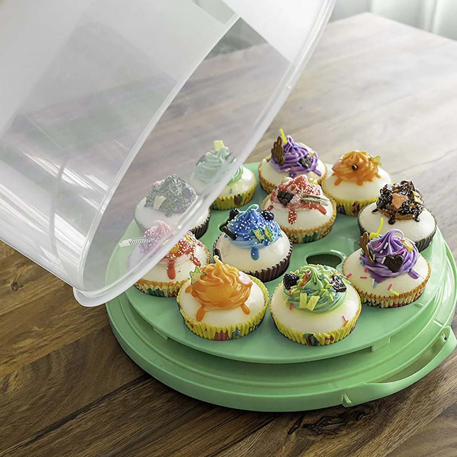 Cake and Cupcake Muffin Carrier Holder with Collapsible Handles - BPA Free