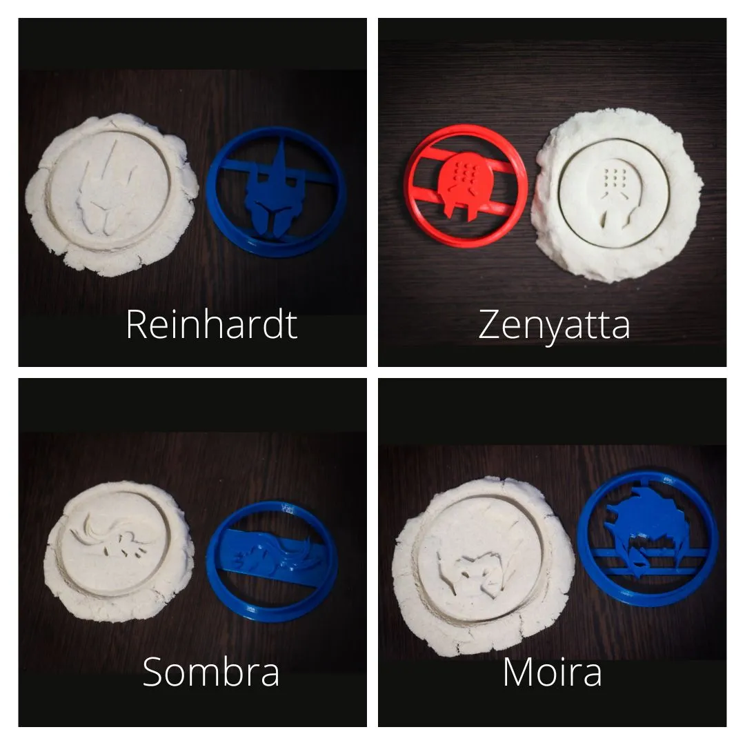 Cookie Cutter : Sombra, Reinhardt, Moira, Zenyatta | OW party | 3d cookie cutters |