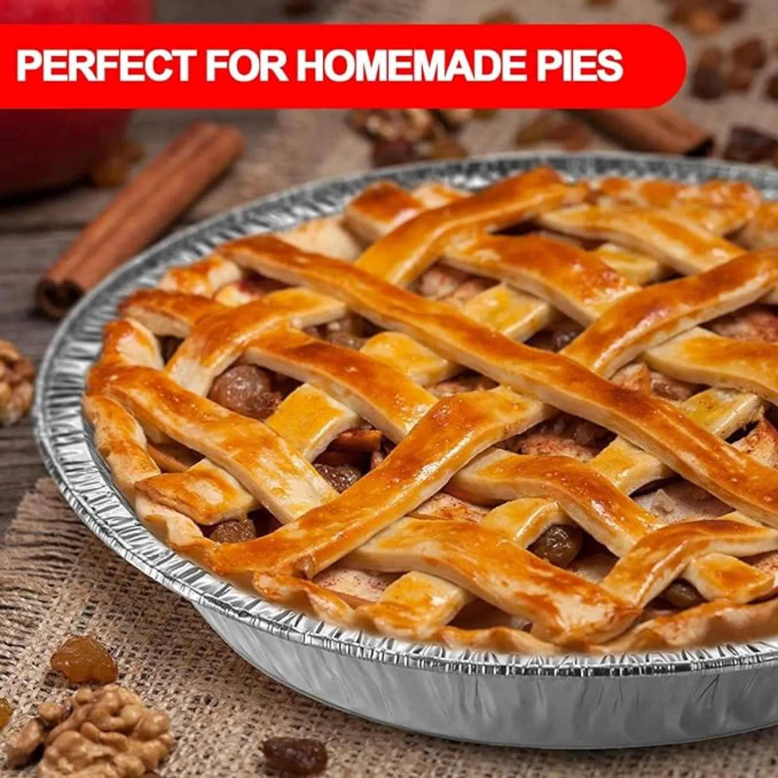 Disposable 9” Shallow Aluminum Foil Pie Pans / Non-Stick & Oven Safe, Silver