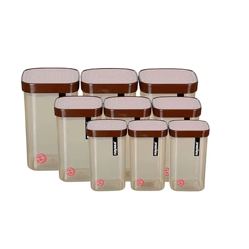 NAYASA Fusion Plastic Containers Set of 9 - 750ml, 1000ml, 1500ml