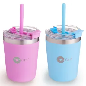 PopYum 9oz Insulated Kids’ Cups, 2-Pack, Blue, Pink