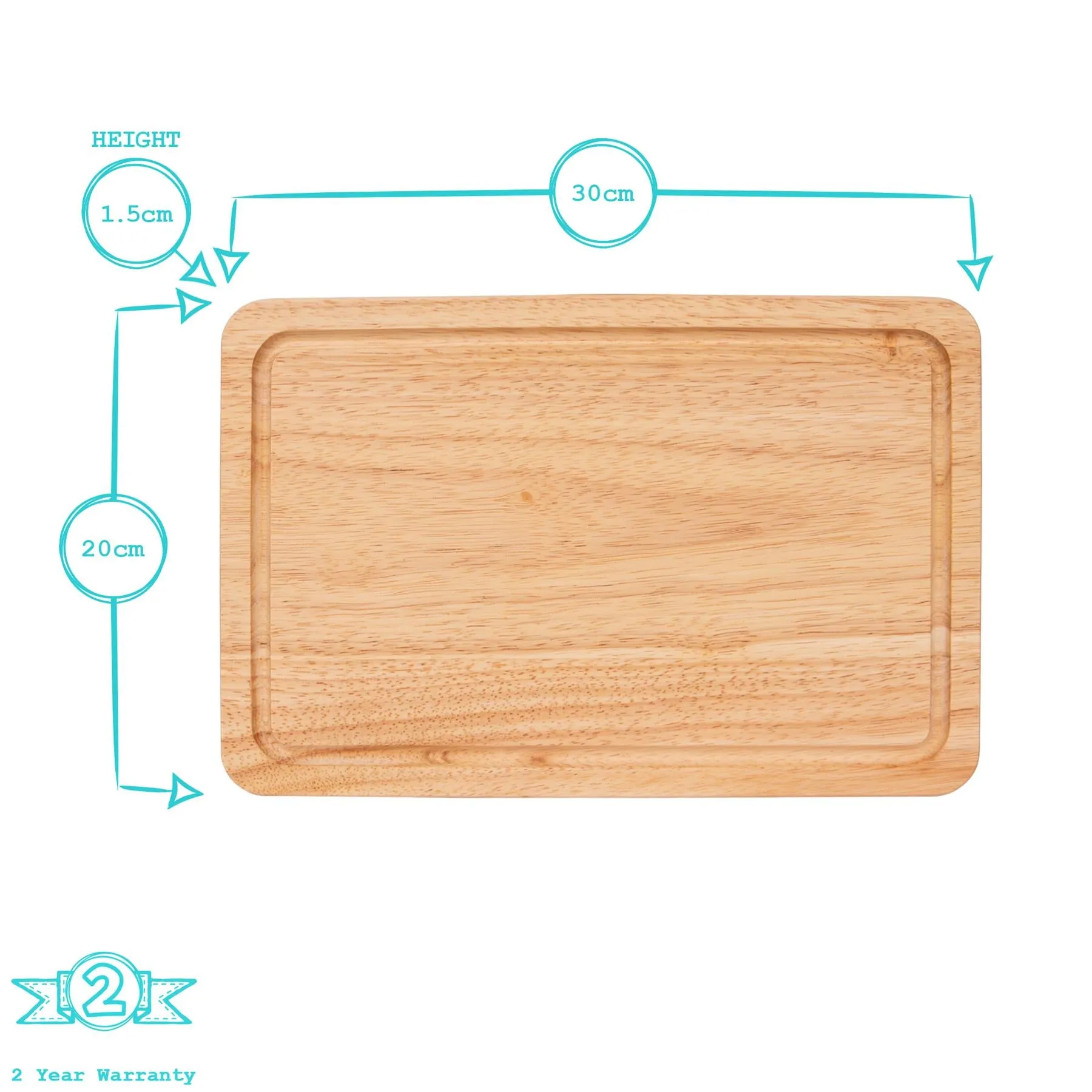 Rectangular Wooden Chopping Board - 30cm x 20cm - By Argon Tableware