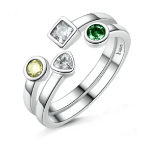 Stackable Rings  White Gold Plated Cubic Zirconia Stones