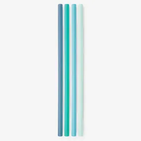 X-Long Reusable Silicone Straws - Fog/Teal/Sky/Mint (4pk)